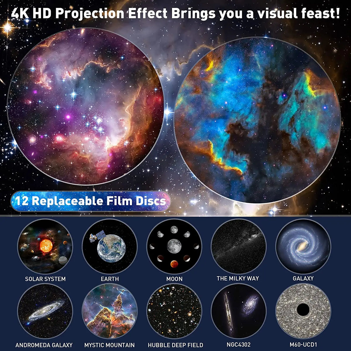 Aiopp Star Projector With 360 Rotation And Hd Galaxy Lighting