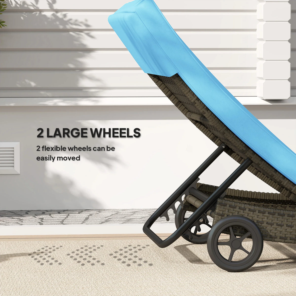Outsunny Outdoor Reclining Lounge Chair With Wheels For Patio