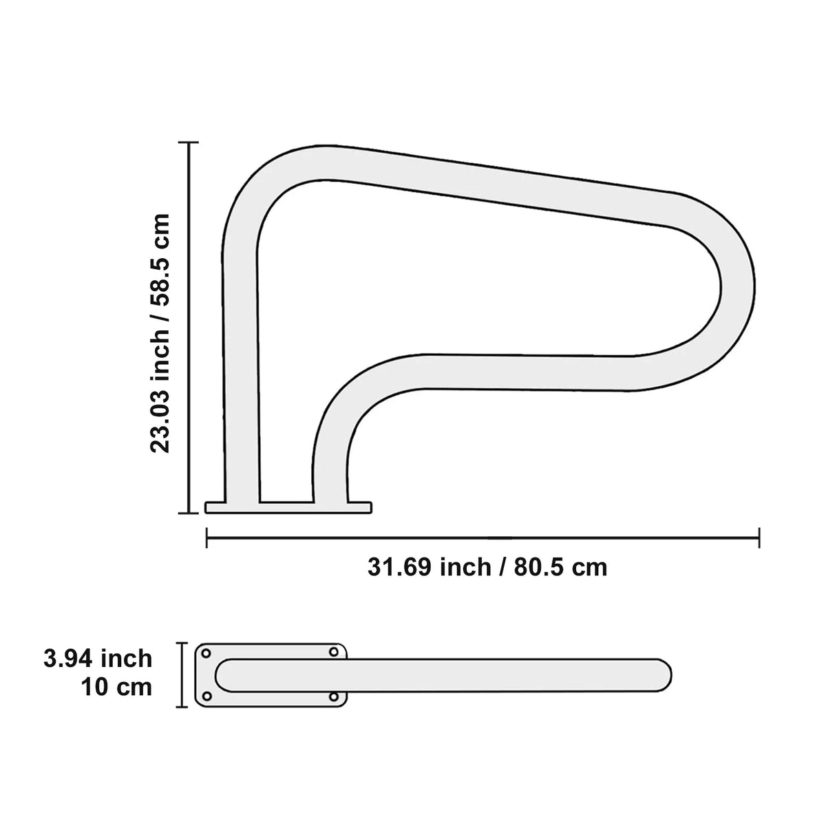 SucceBuy Stainless Steel Pool Handrail With Base Plate For Decks