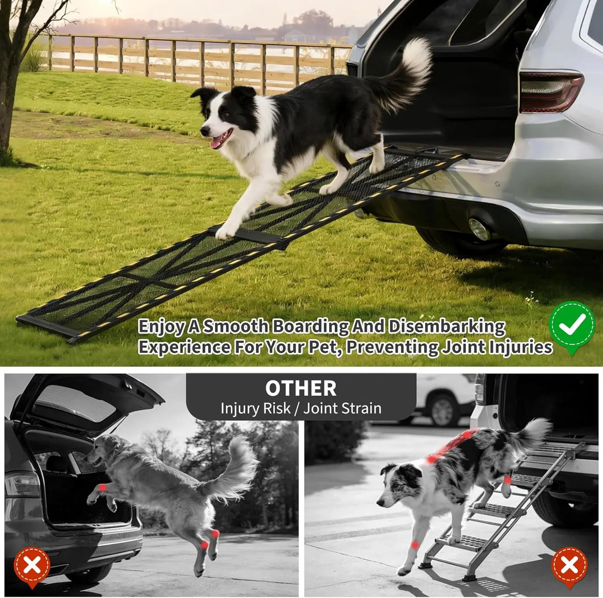 HiMISS Collapsible Dog Ramp For Vehicles With Carry Handle