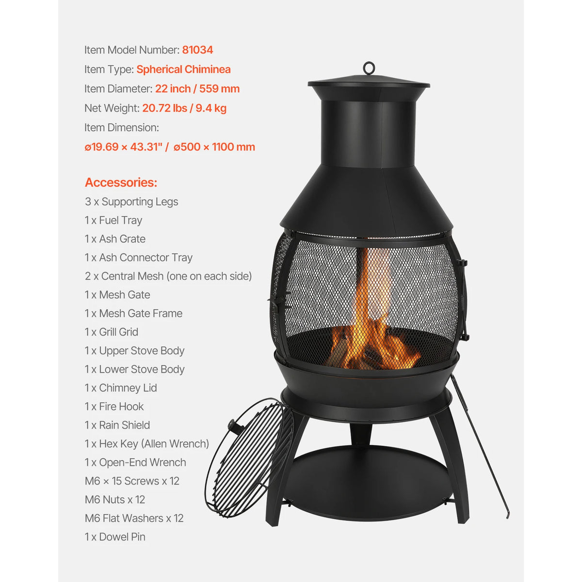Classic Outdoor Wood Burning Chiminea Fire Pit For Patio