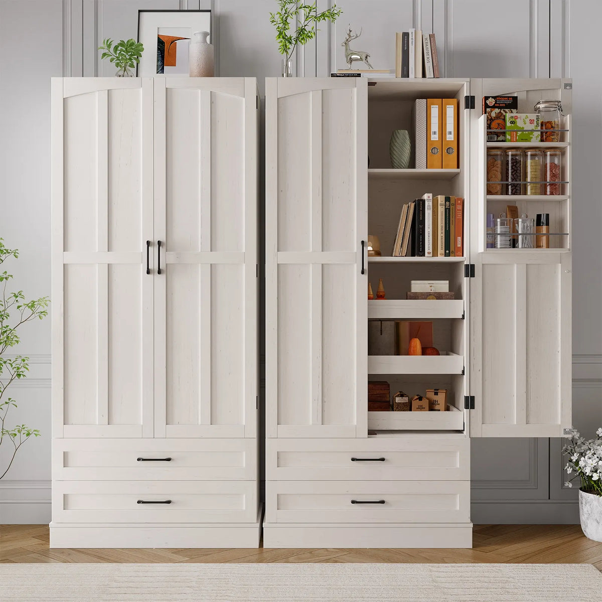 Onbrill 6 Door Freestanding Kitchen Pantry Cabinet With Shelves