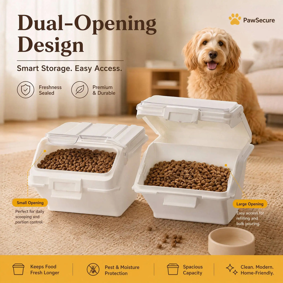 Airtight Dog Food Storage Container With Convenient Scoop