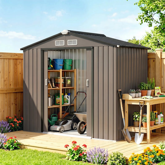 Outsunny Metal Garden Shed Storage Unit With Locking Door