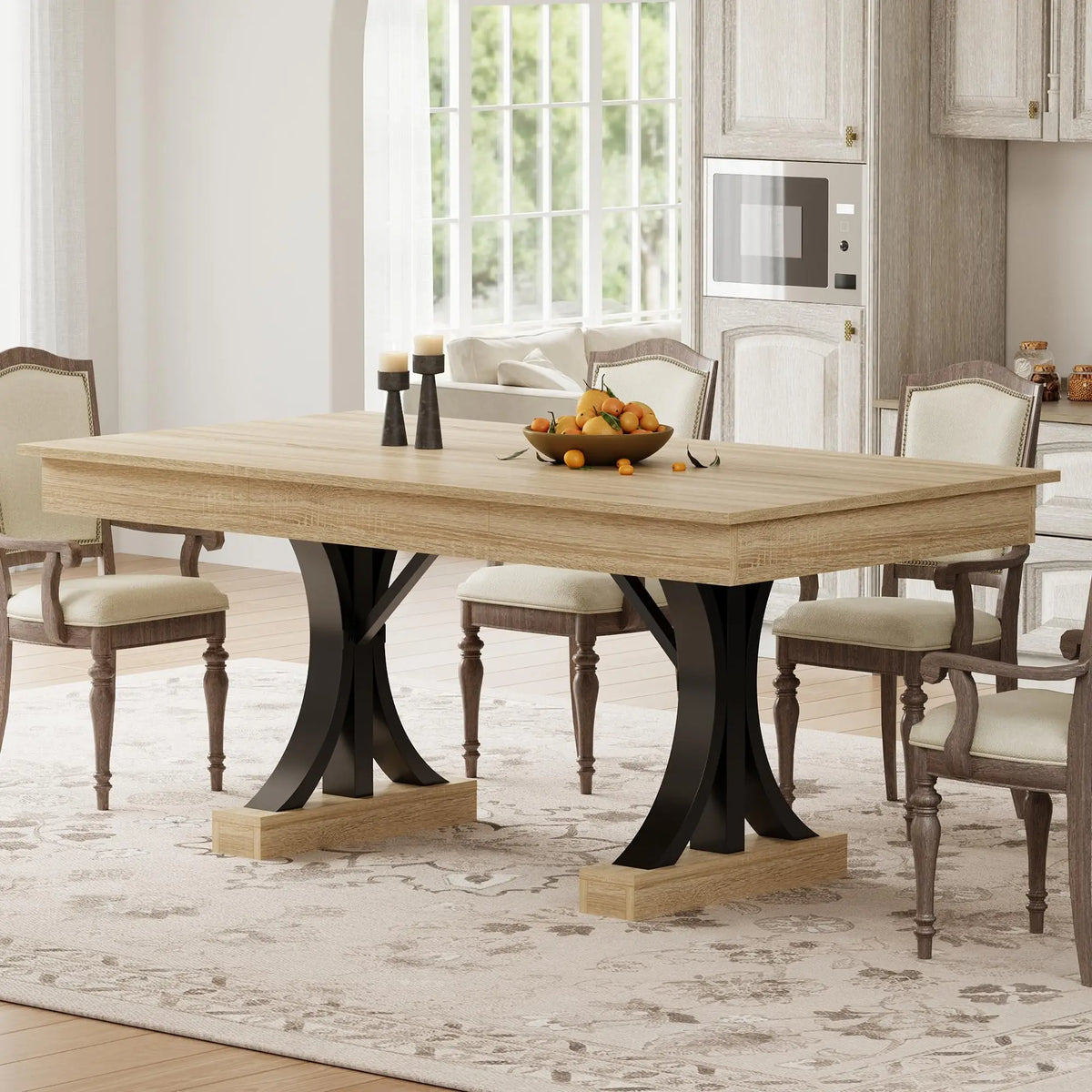 HiMISS Industrial Dining Table With Dual Storage Drawers