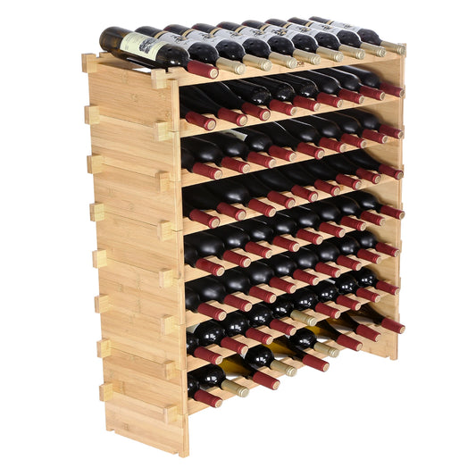 SucceBuy Modular Bamboo Stackable Wine Bottle Rack