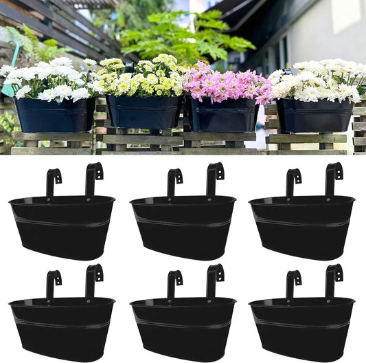 Sturdy Outdoor Iron Rail Planter For Deck And Patio Gardening