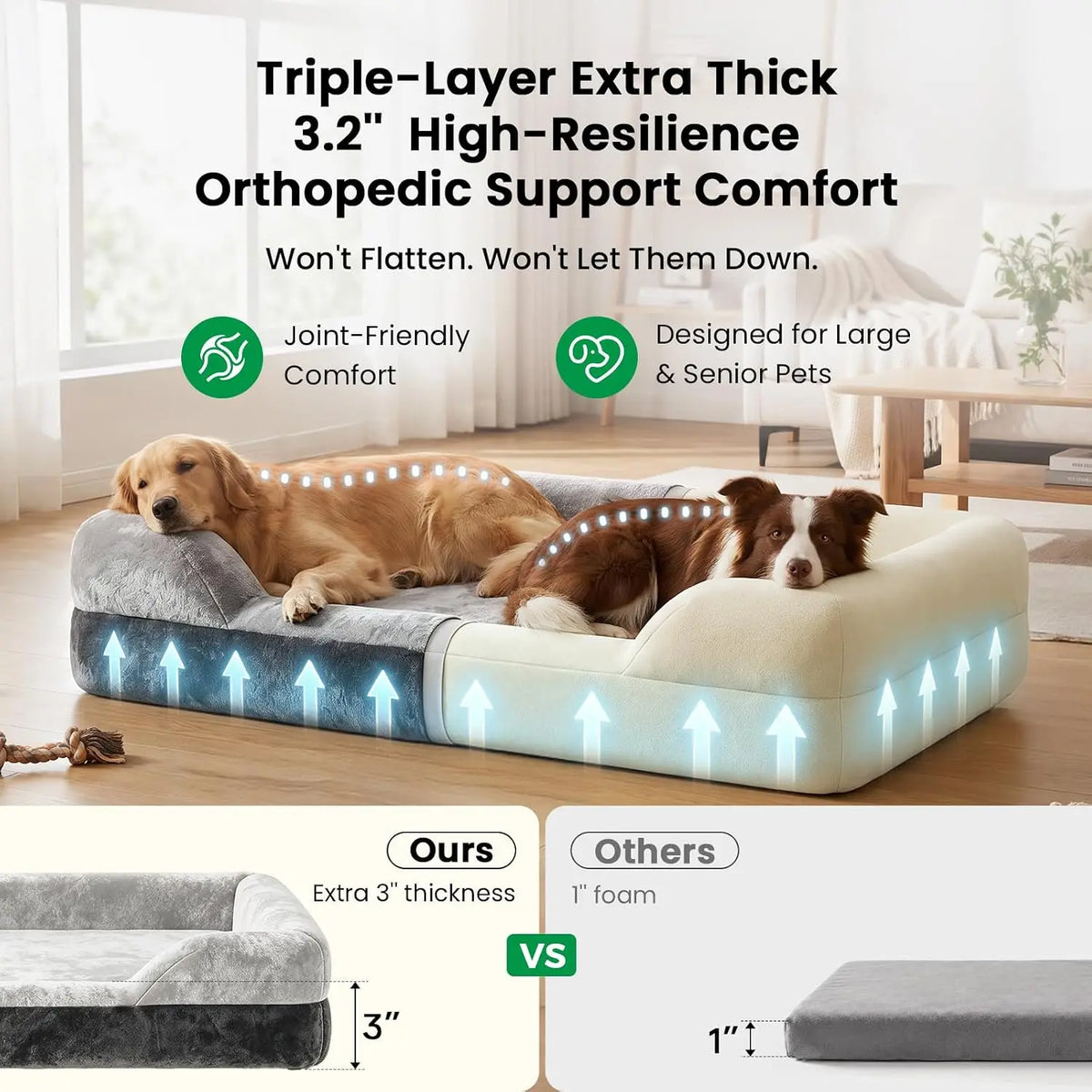 Orthopedic Cooling Gel Memory Foam Dog Bed With Washable Covers