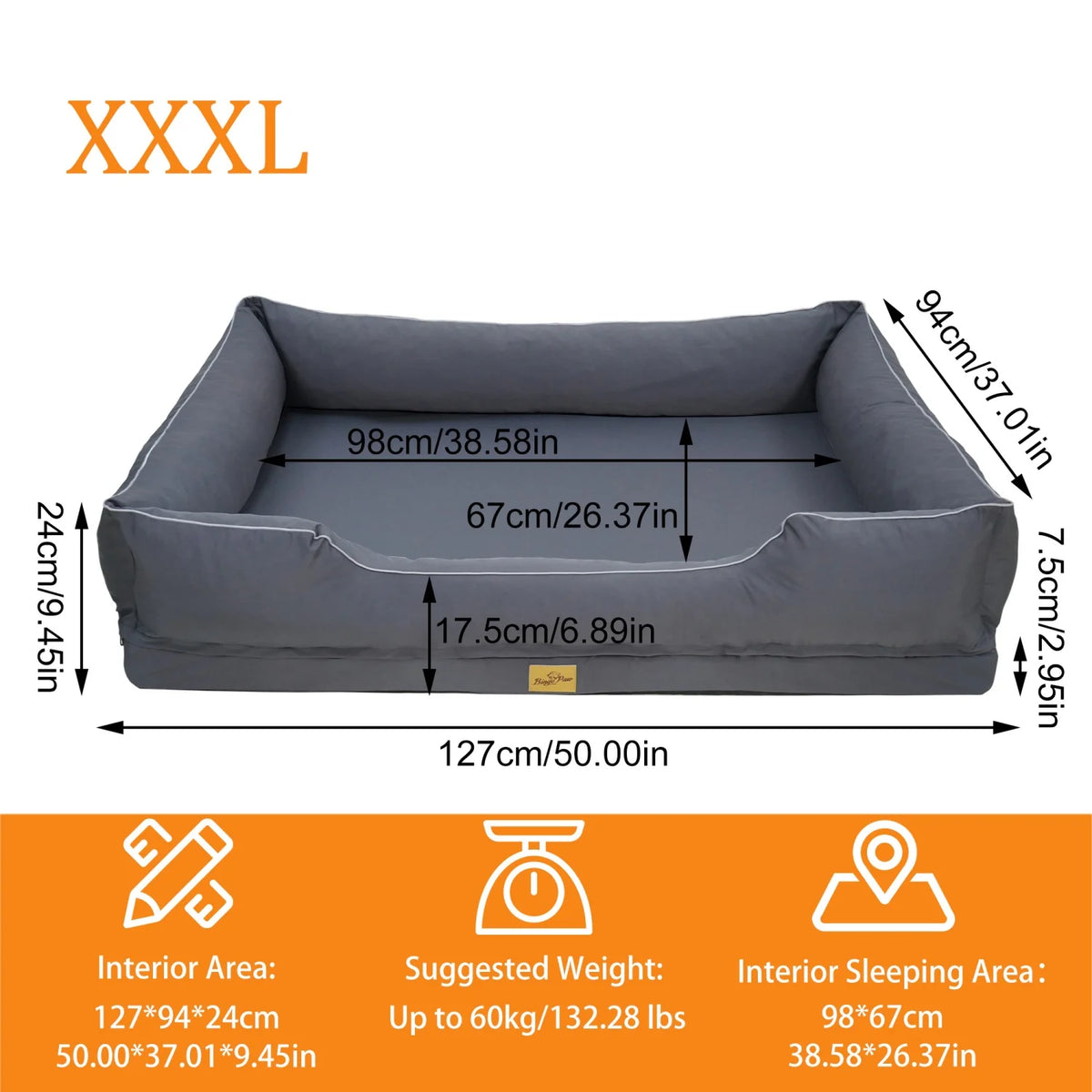 Bingopaw Orthopedic Dog Sofa Bed With Washable Cover
