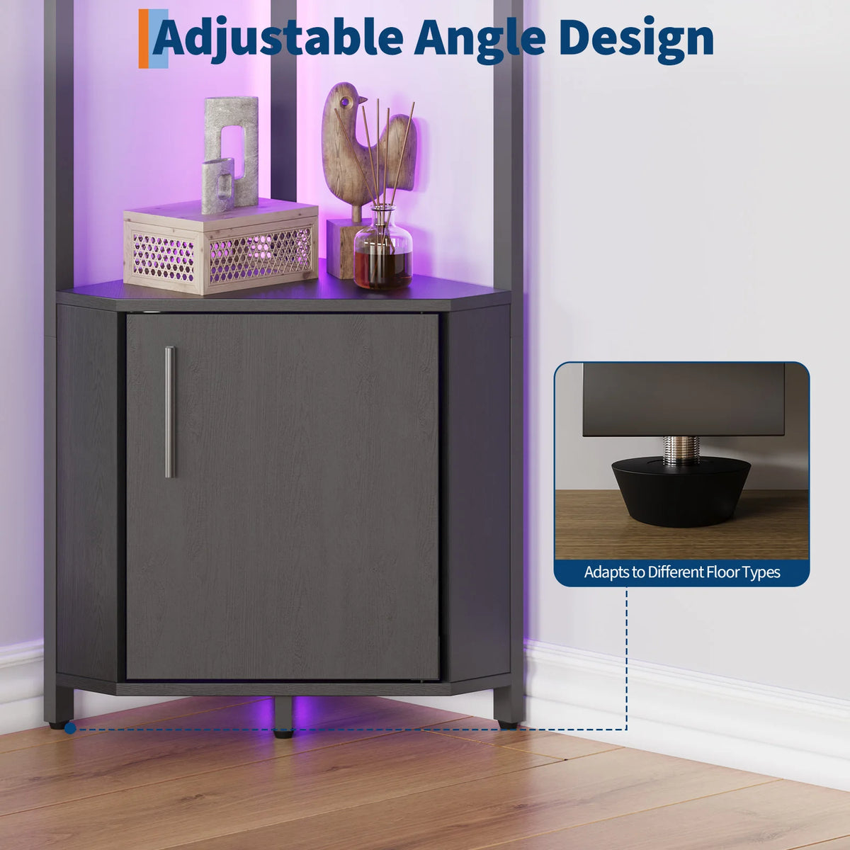 Modern Led Corner Shelf With Adjustable Wall Mount Lighting