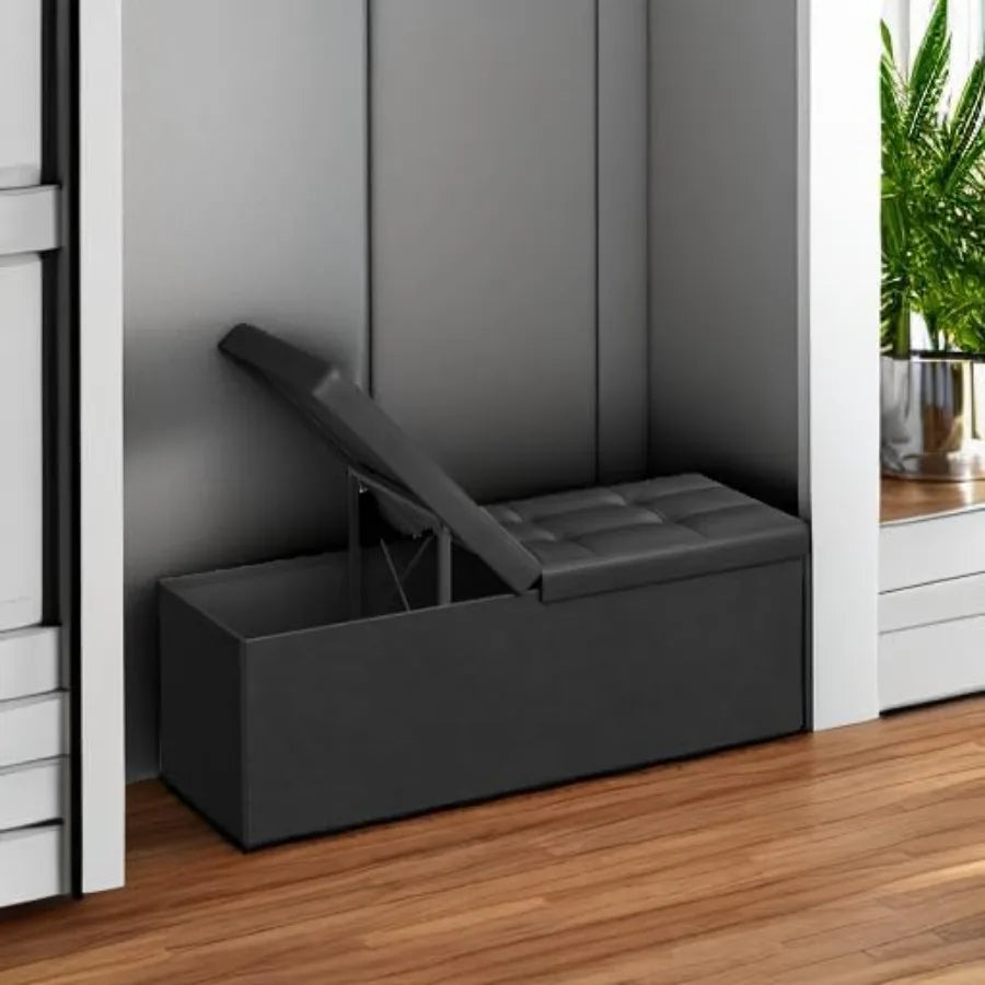 Xiuwo Upholstered Storage Ottoman Bench With Flip Top Seat Cover