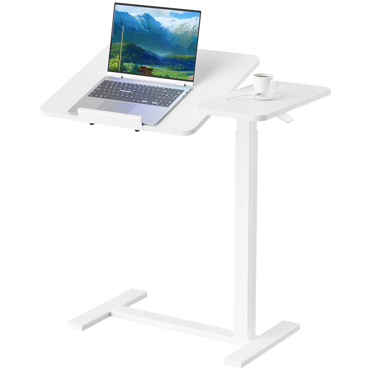 JHK Adjustable Overbed Desk With Tilt Top And Wheels