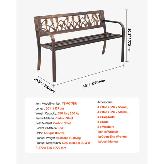 SucceBuy Modern Outdoor Garden Wooden Bench With Backrest