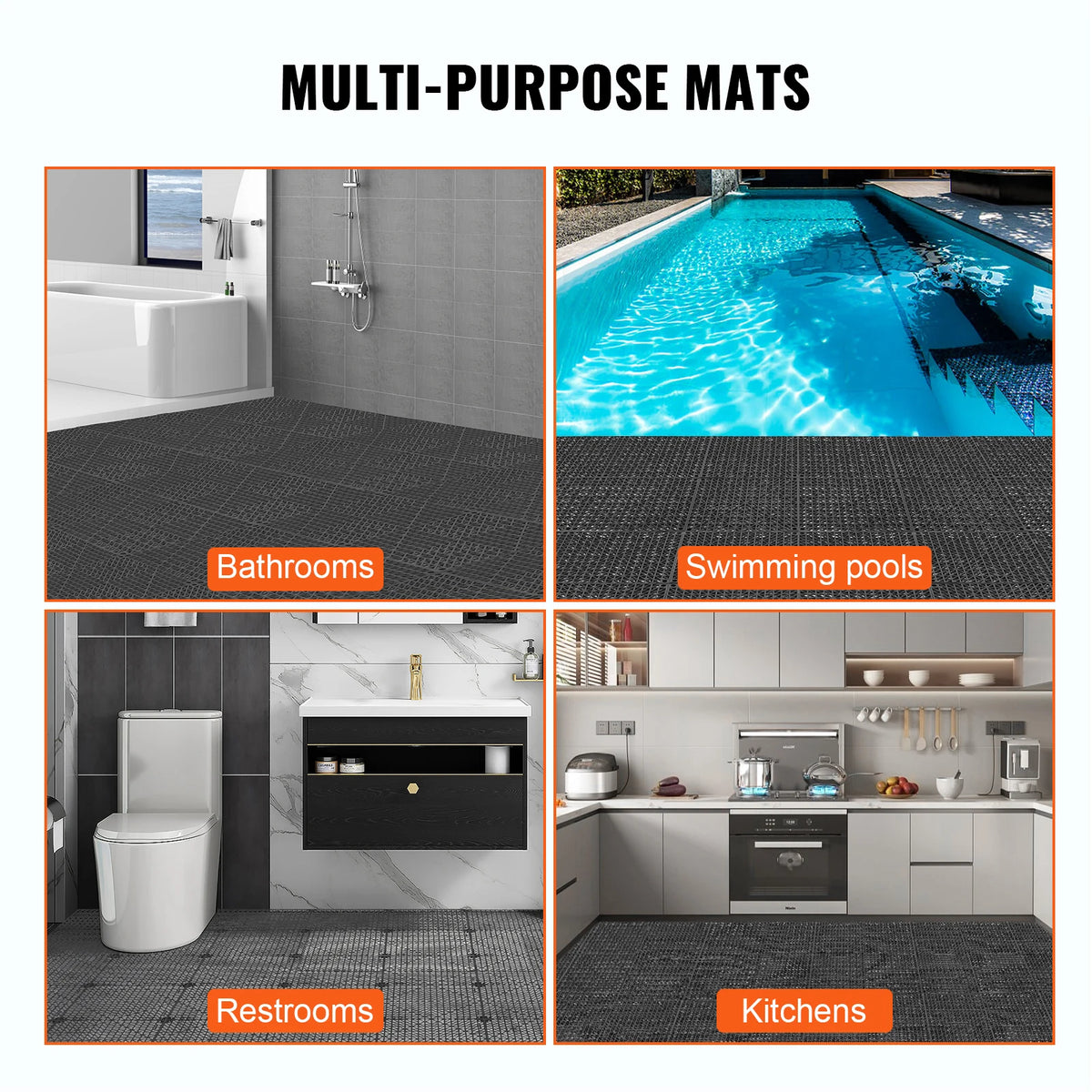SucceBuy Interlocking Soft PVC Drainage Floor Tiles Non Slip Design