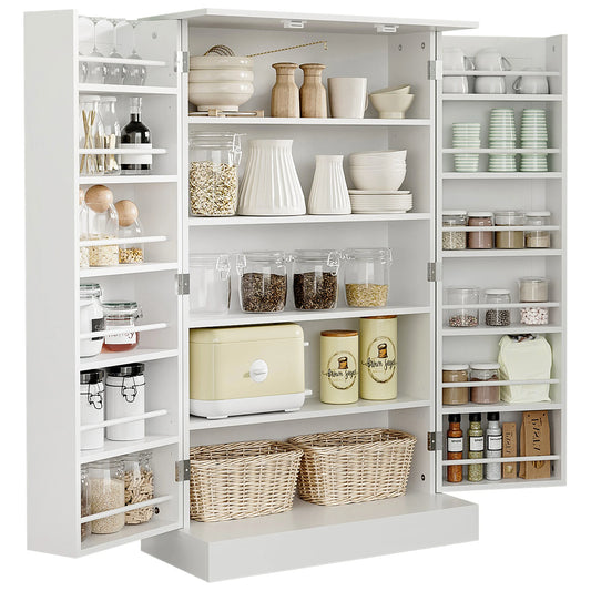 Homcom Modern Kitchen Pantry Cabinet With Double Doors Adjustable Shelves