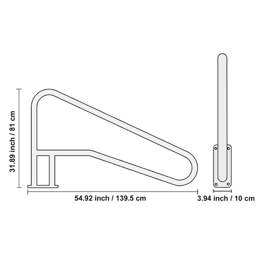 SucceBuy Stainless Steel Pool Handrail With Base Plate For Decks