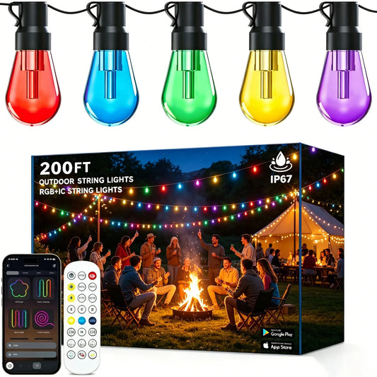 Outdoor IP67 Waterproof RGB LED String Lights App Remote Control