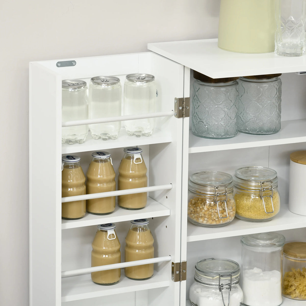 Homcom Modern Kitchen Pantry Cabinet With Double Doors Adjustable Shelves