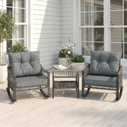 Outsunny 3 Piece PE Rattan Outdoor Patio Seating Set