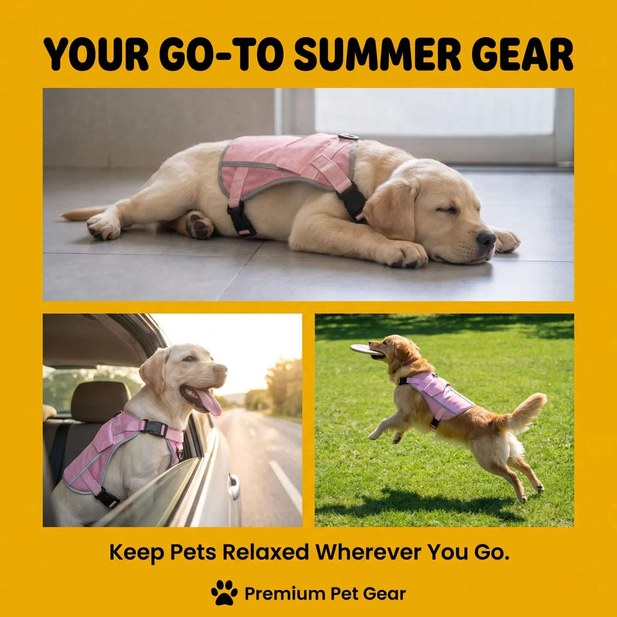 Professional Pet Dog Cooling Vest Harness Jacket With Cooling Packs
