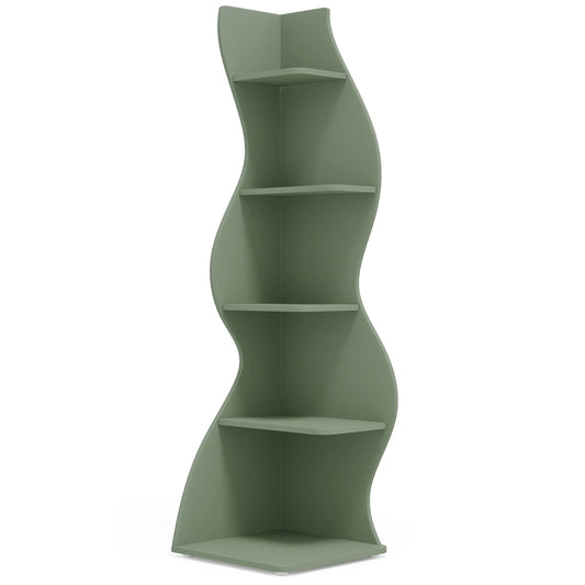 Tribesigns Modern Five Tier Wooden Corner Bookshelf