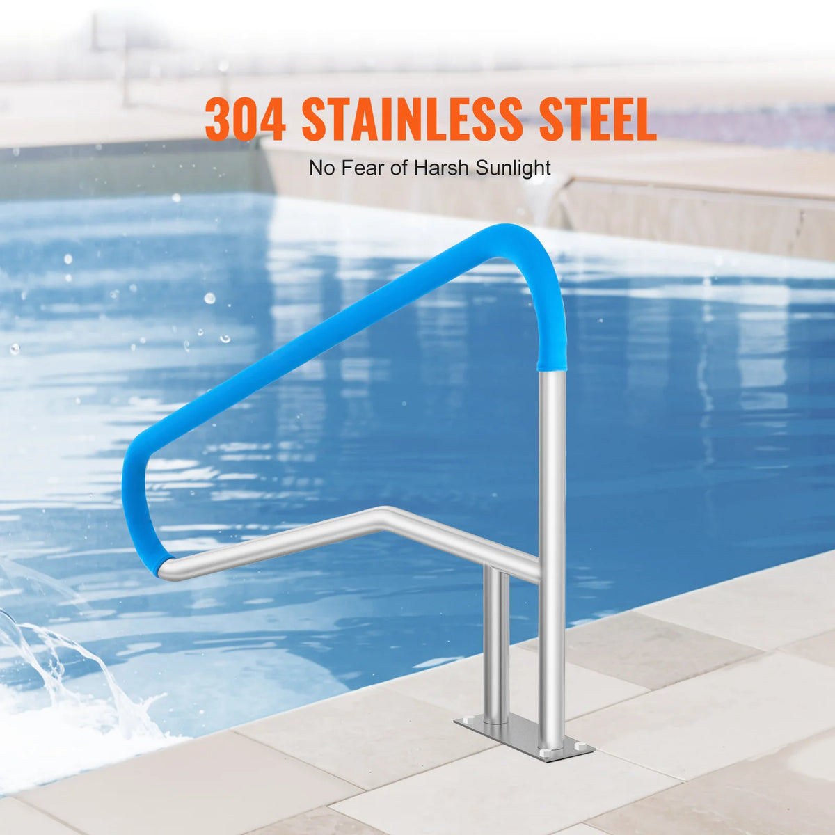SucceBuy Stainless Steel Pool Handrail With Base Plate For Decks