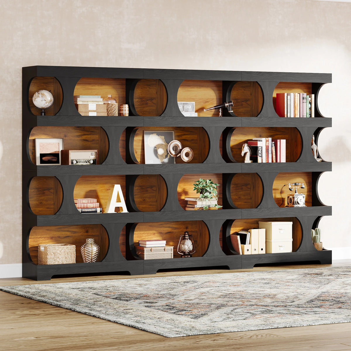 Tribesigns 4 Tier S Shape Wood Bookcase Home Display Shelves
