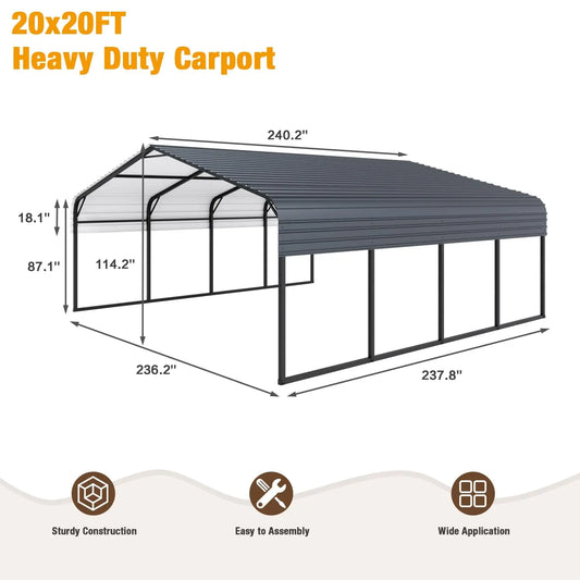 Sturdy Galvanized Steel Carport For Outdoor Vehicle Parking Shelter