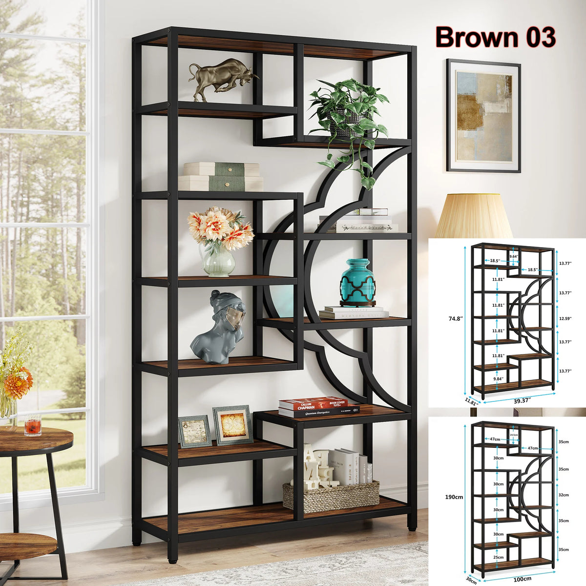 Tribesigns Industrial 5 Tier Etagere Bookcase Freestanding Storage Shelf