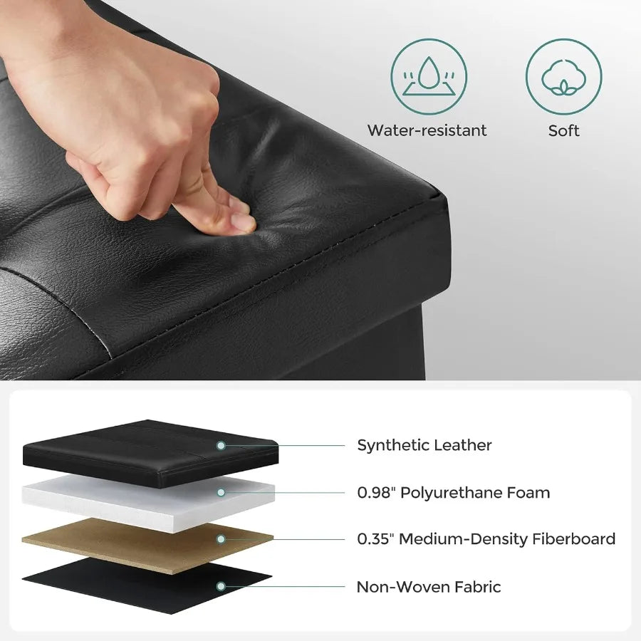 Xiuwo Upholstered Storage Ottoman Bench With Flip Top Seat Cover