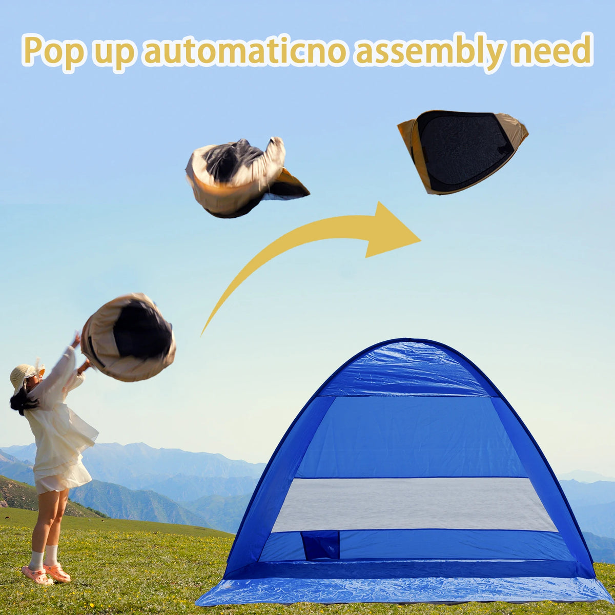 Auto Open Beach Camping Tent With UPF 50 Sun Protection