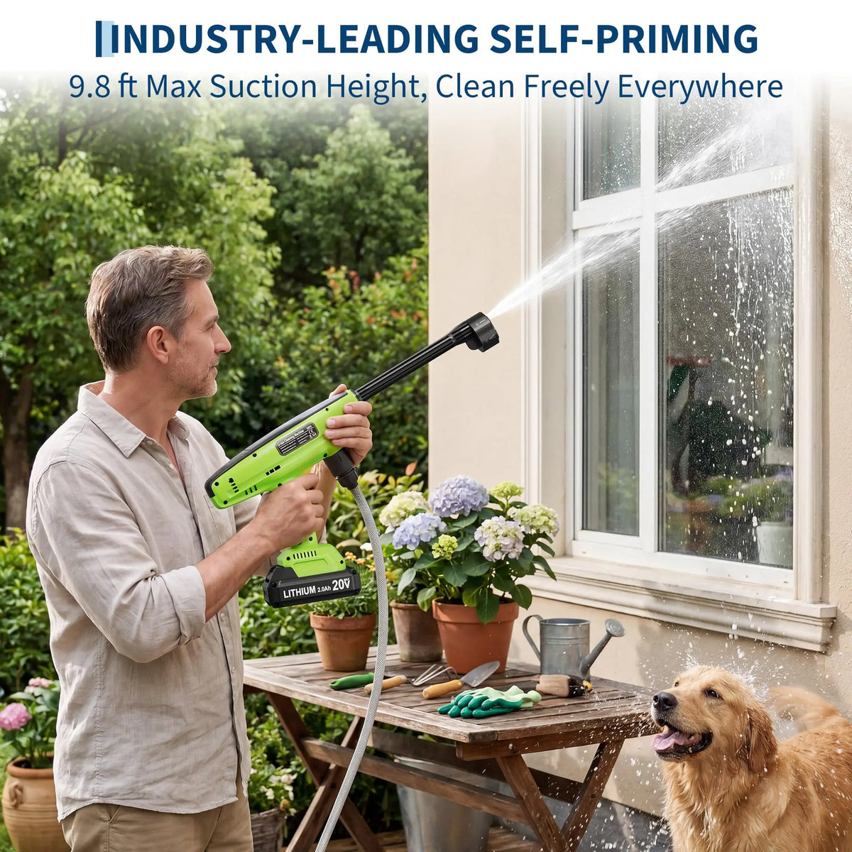 HiMISS 20V Cordless Pressure Washer Battery Powered Outdoor Cleaner