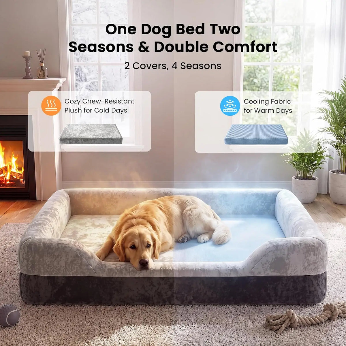 Orthopedic Cooling Gel Memory Foam Dog Bed With Washable Covers