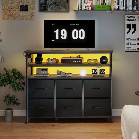 JHK Modern TV Stand and Media Console Cabinet Organizer