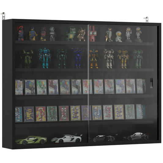 Homcom Modern 5 Tier Glass Door Display Cabinet With Shelves