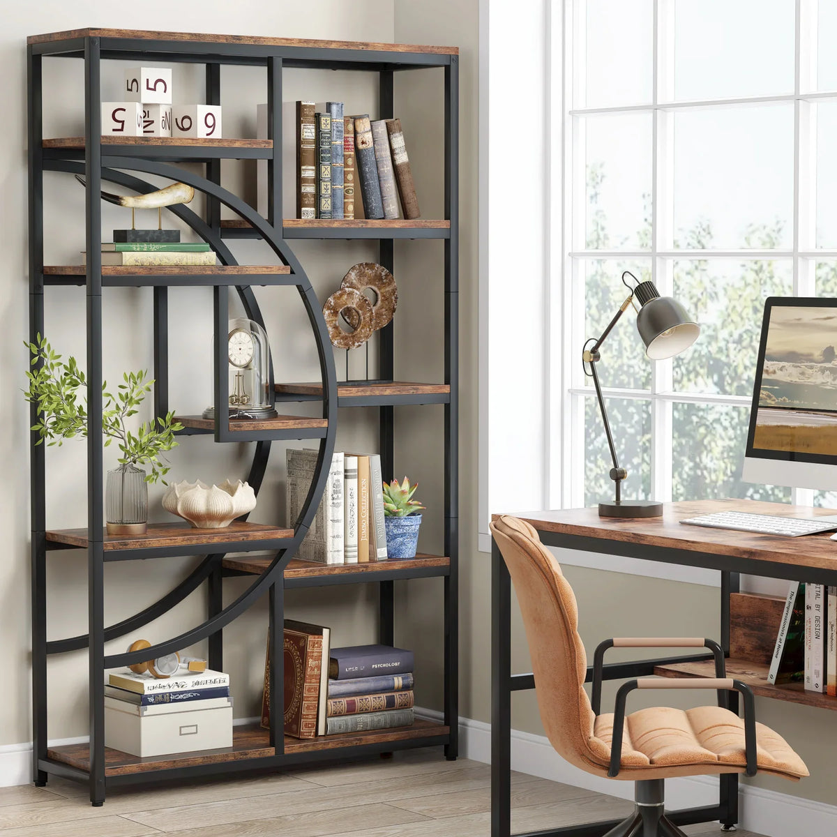 Tribesigns Industrial 5 Tier Etagere Bookcase Freestanding Storage Shelf