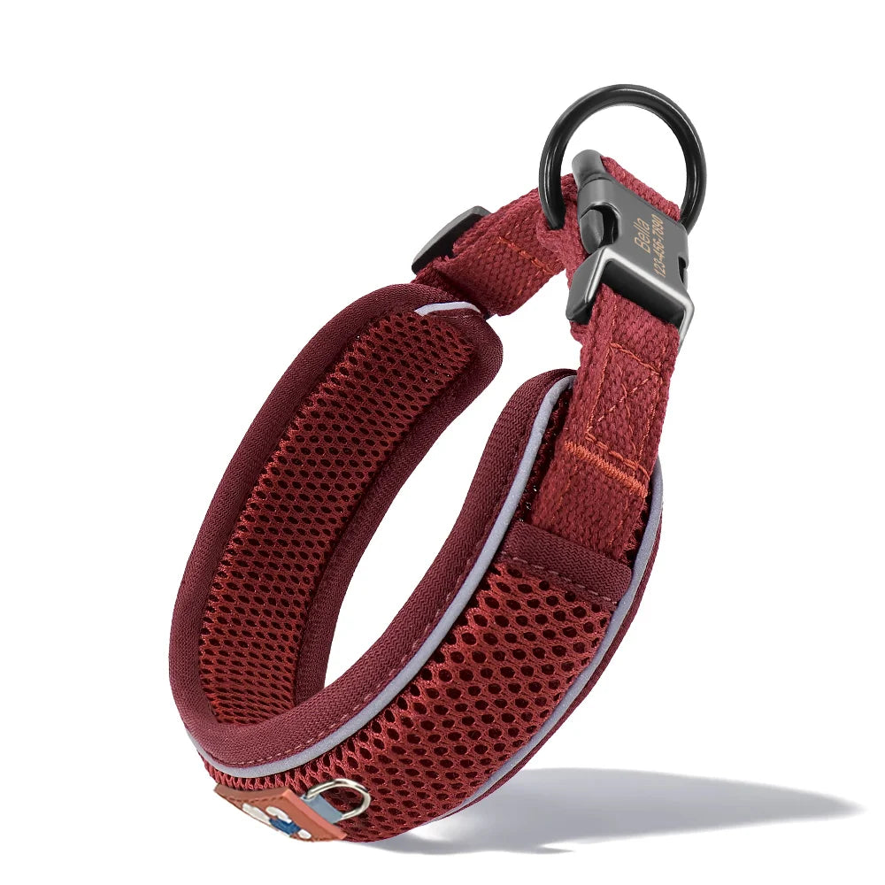 Personalized Mesh Dog Collar With Free Engraving And Reflective Design