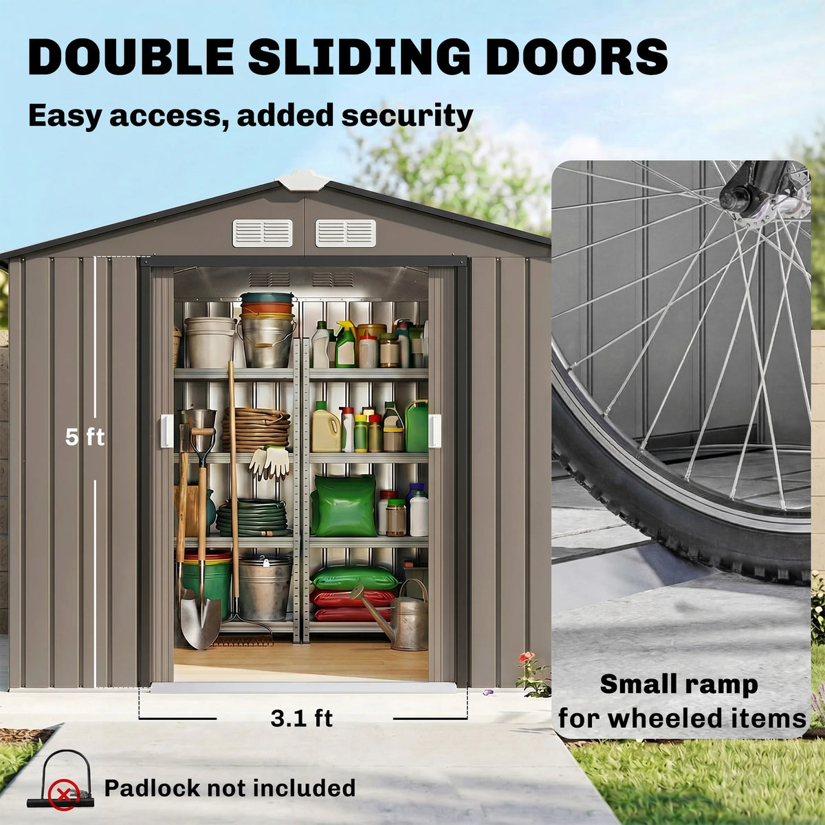 Outsunny Metal Garden Shed Storage Unit With Locking Door