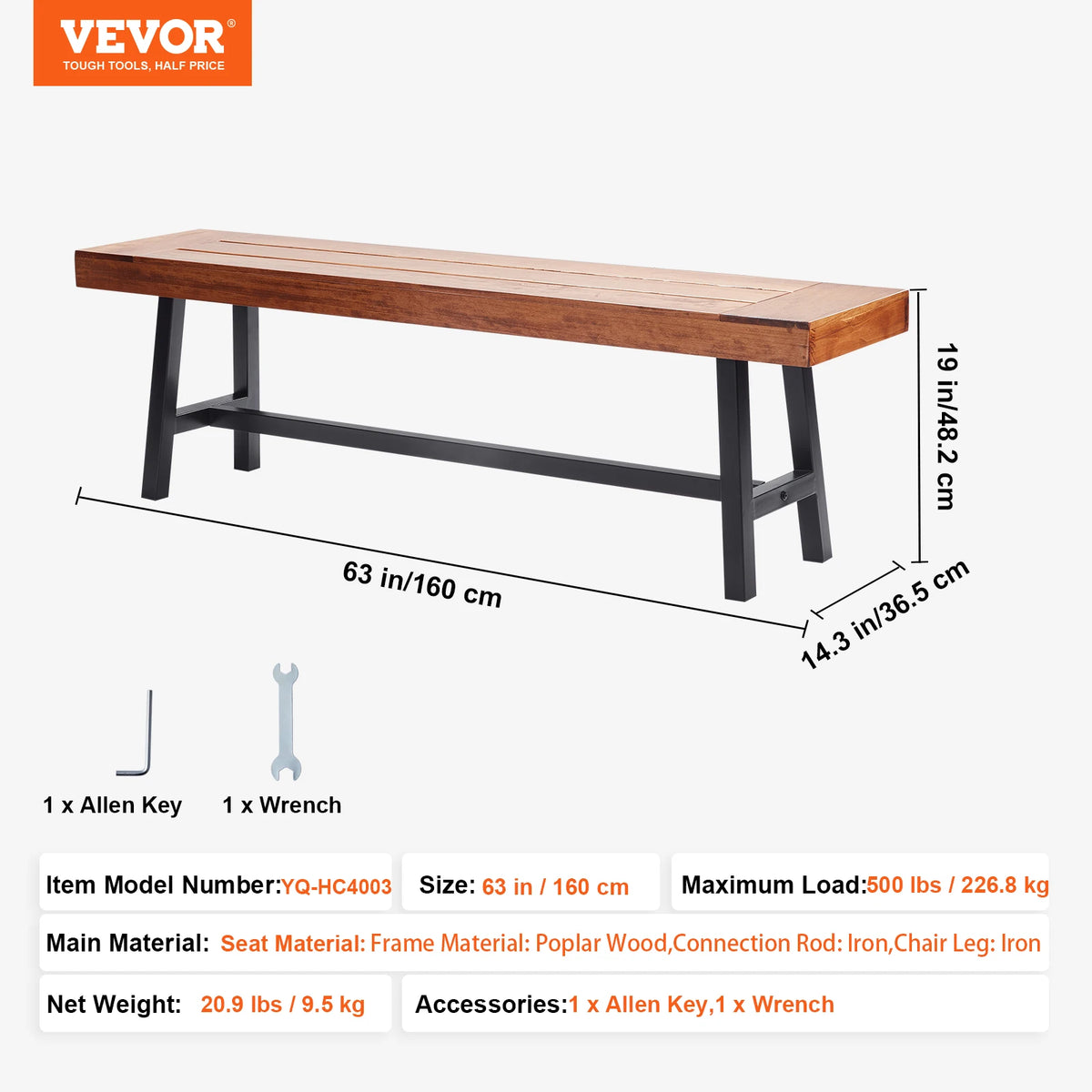 SucceBuy Modern Outdoor Garden Wooden Bench With Backrest