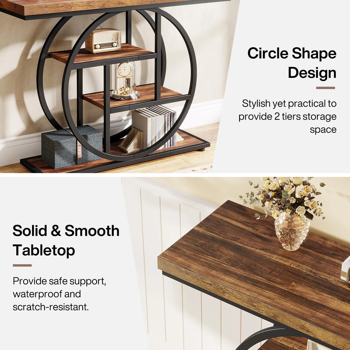 Tribesigns Industrial 4 Tier Console Table For Entryway Storage