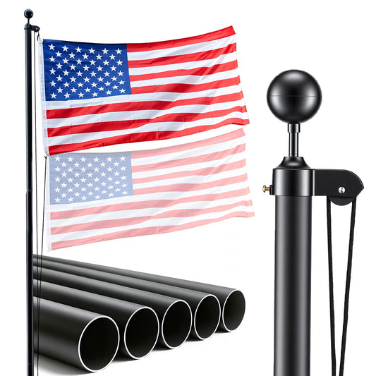 VEVOR Heavy Duty Aluminum Telescopic Flagpole Kit With American Flag