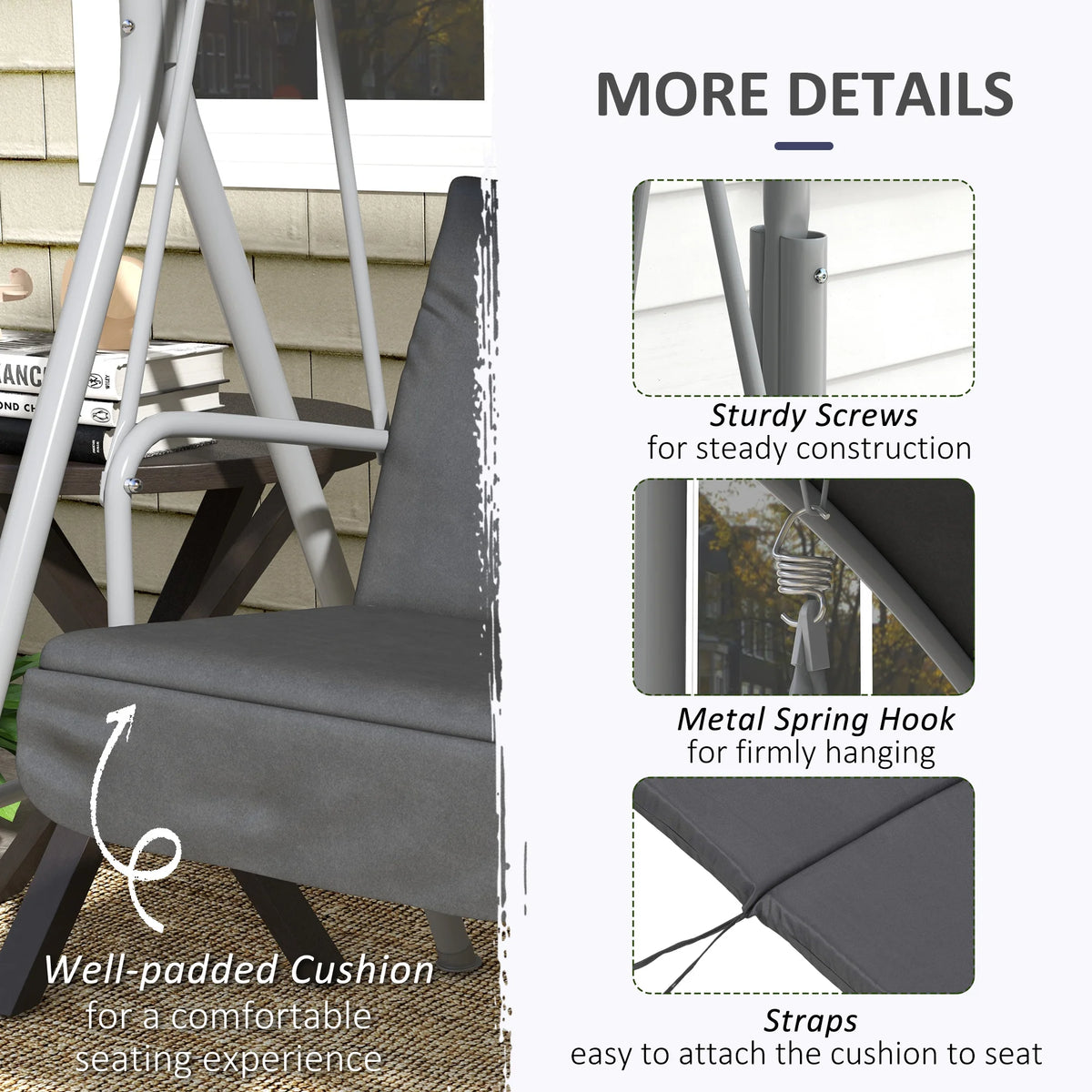 Outsunny Outdoor Swing Chair With Canopy For Patio And Garden