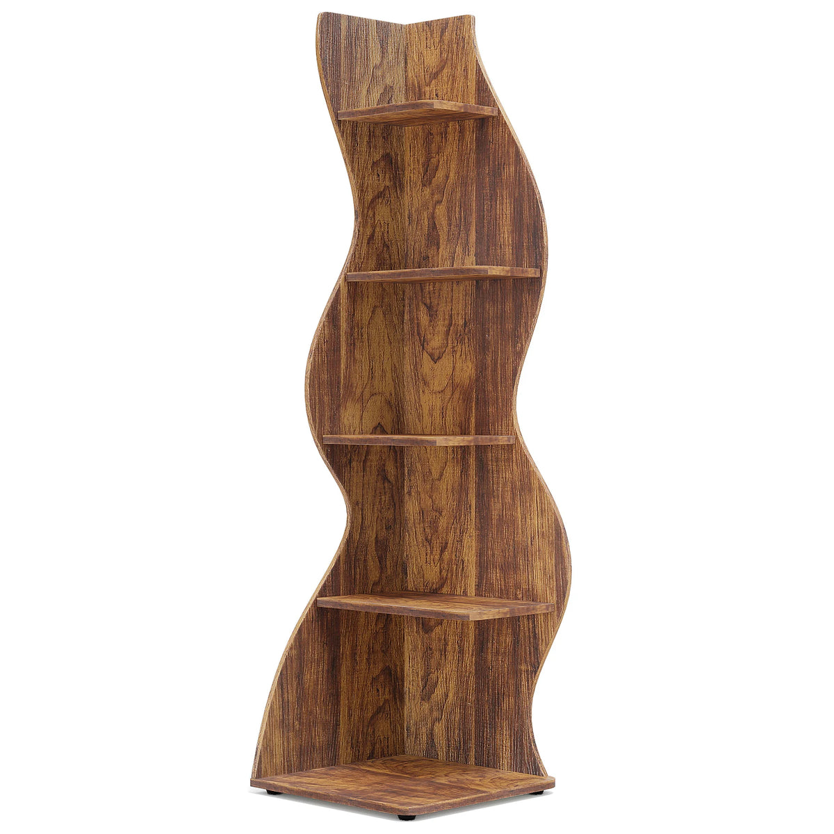 Tribesigns Modern Five Tier Wooden Corner Bookshelf