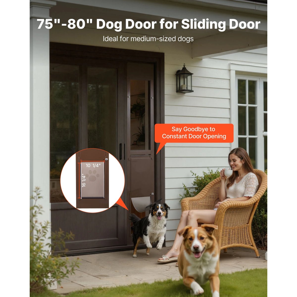 SucceBuy Aluminum Alloy Sliding Glass Pet Door With Lock