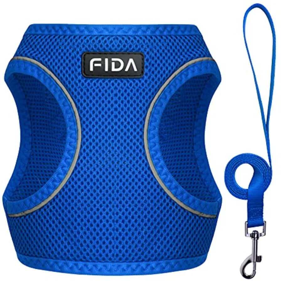 Adjustable Soft Mesh Dog Harness With Reflective Leash