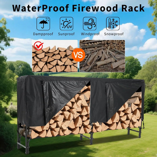 Garvee Heavy Duty Firewood Rack With Waterproof Zippered Cover