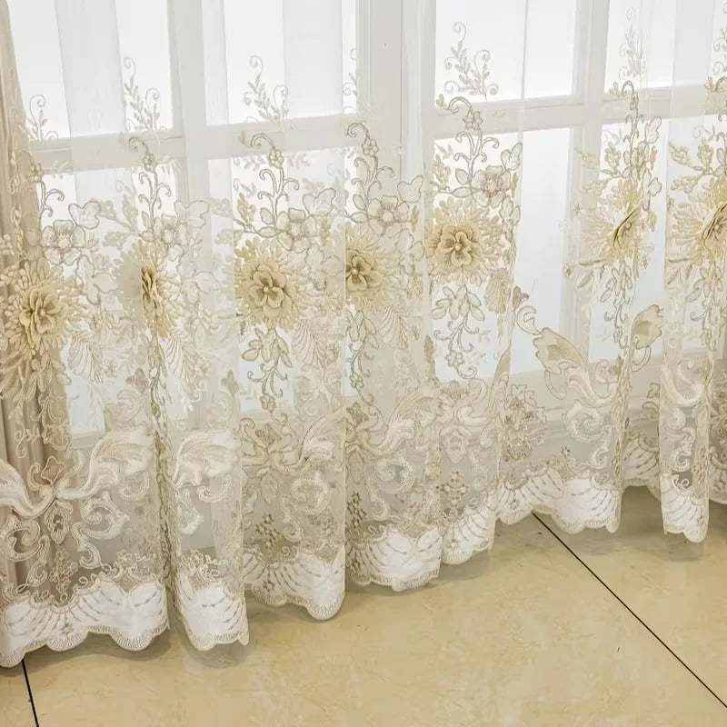 Luxury Double Layer Embroidered Blackout Curtains Set