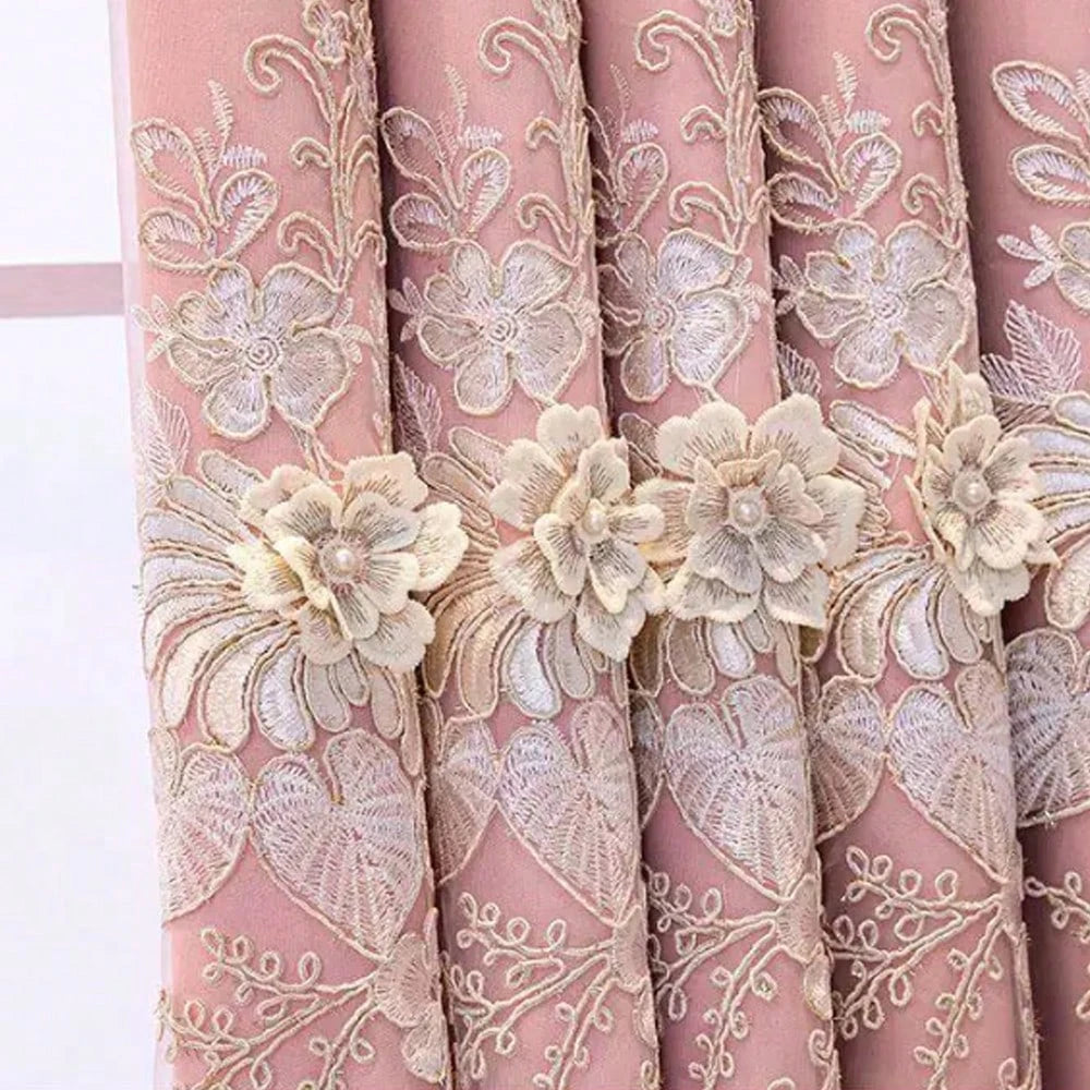 Luxury European Double Layer Embroidered Valance Curtains