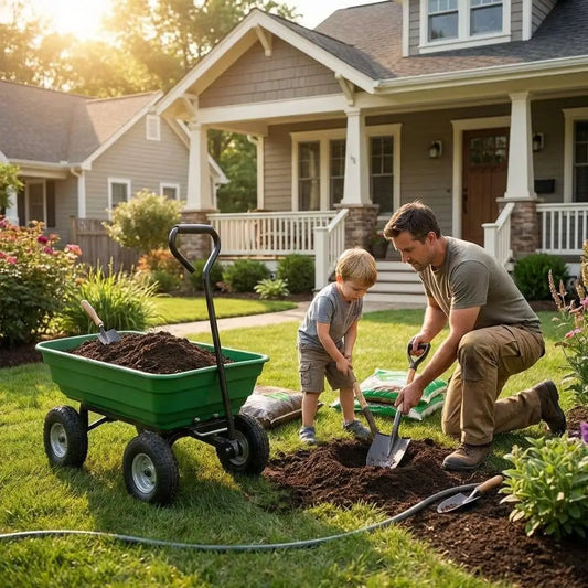 Garvee Heavy Duty Four Wheel Garden Utility Dump Cart