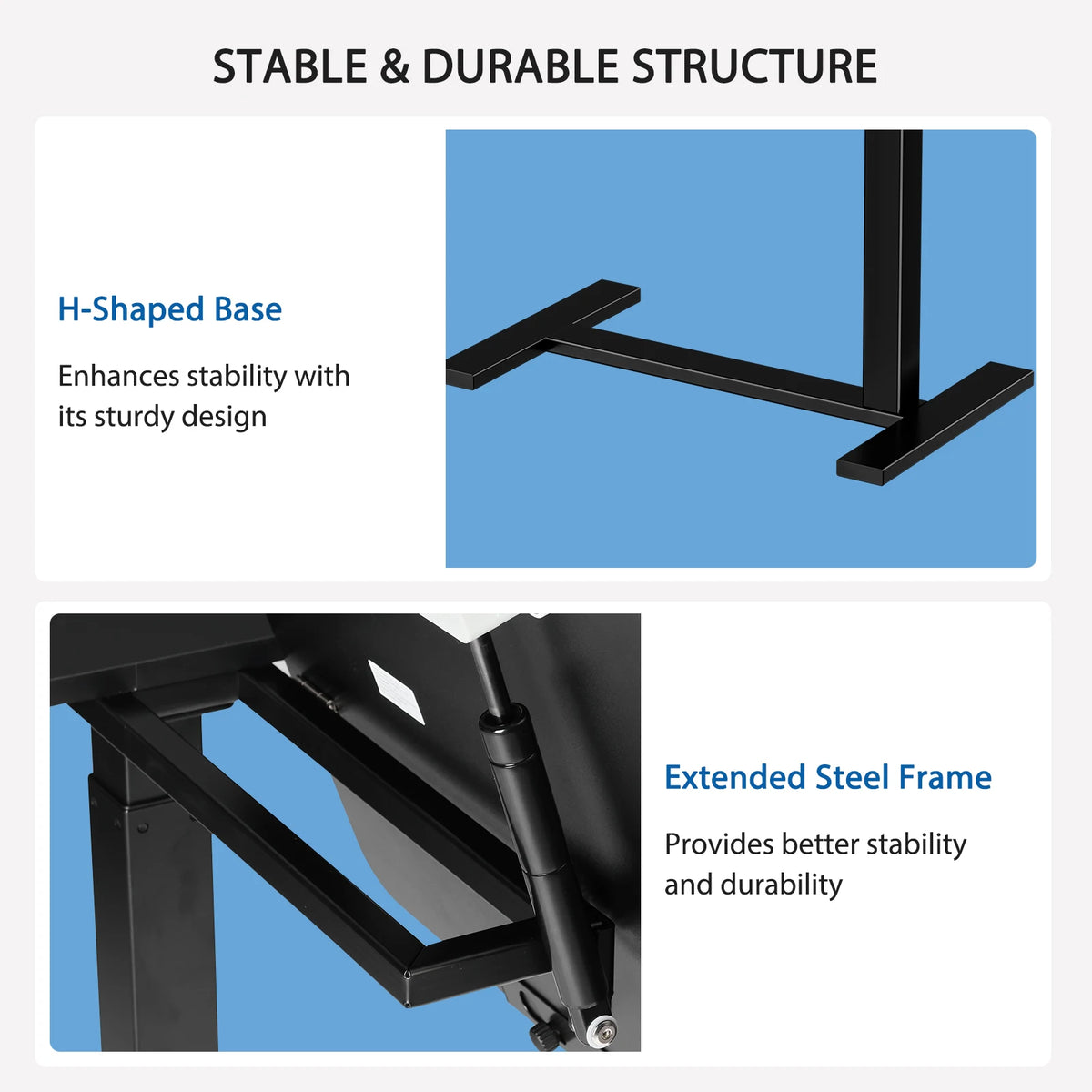JHK Adjustable Overbed Desk With Tilt Top And Wheels